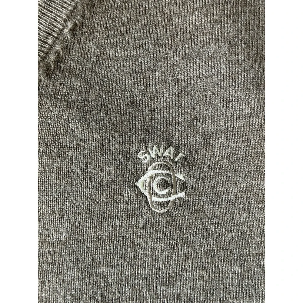 Peter Millar 100% Merino Wool V Neck Sweater Mens Medium Brown SWAT Logo